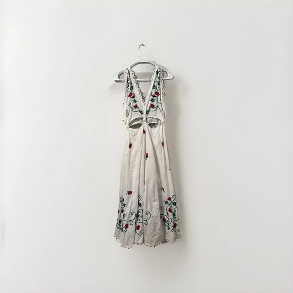 Farm Rio Cross Stitch Toucan Raspberries Fruit Embroidered Dress Size Small - Picture 3 of 6